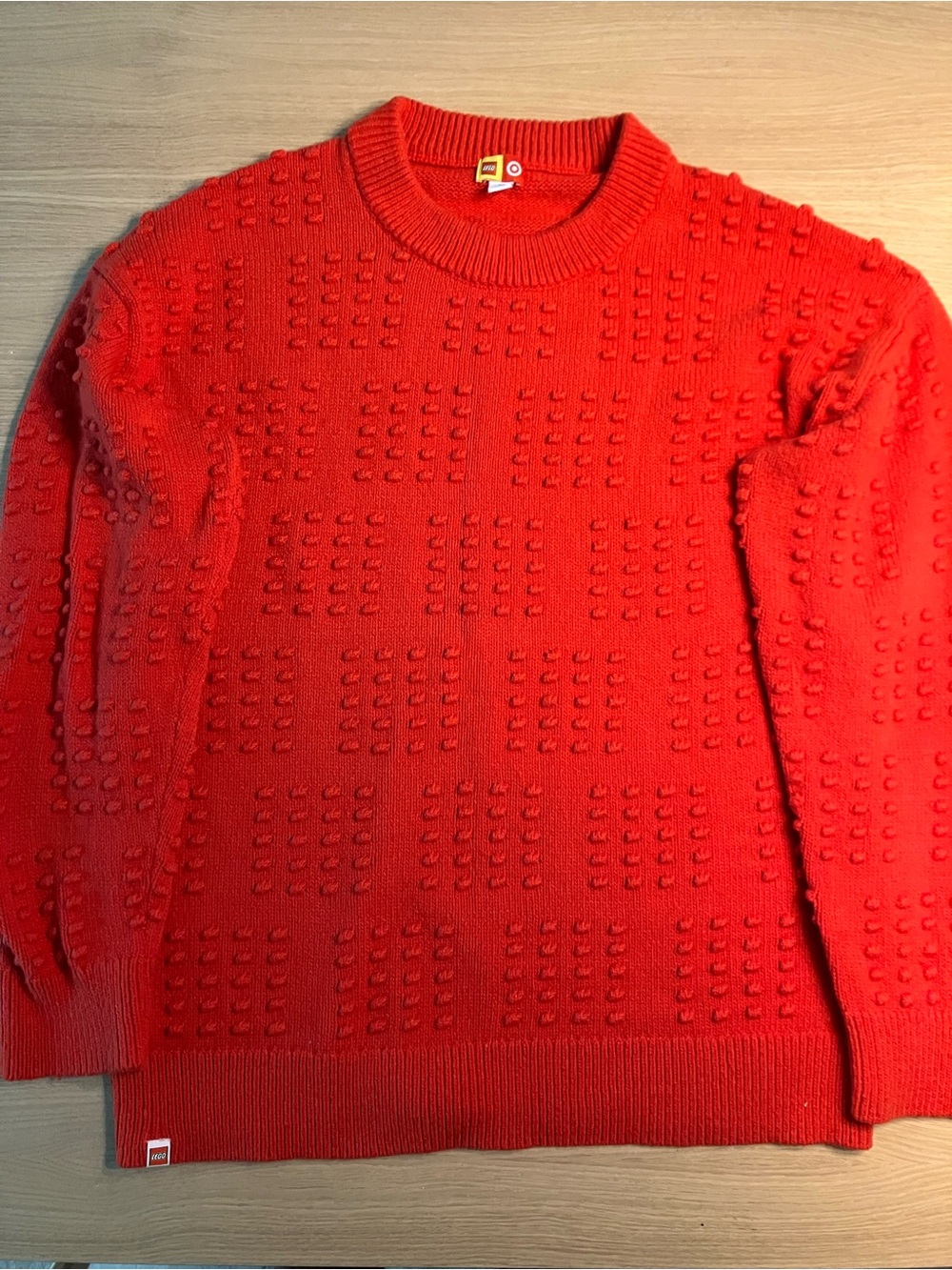 Lego x Target Men's Bright Red Textured Crewneck Sweater